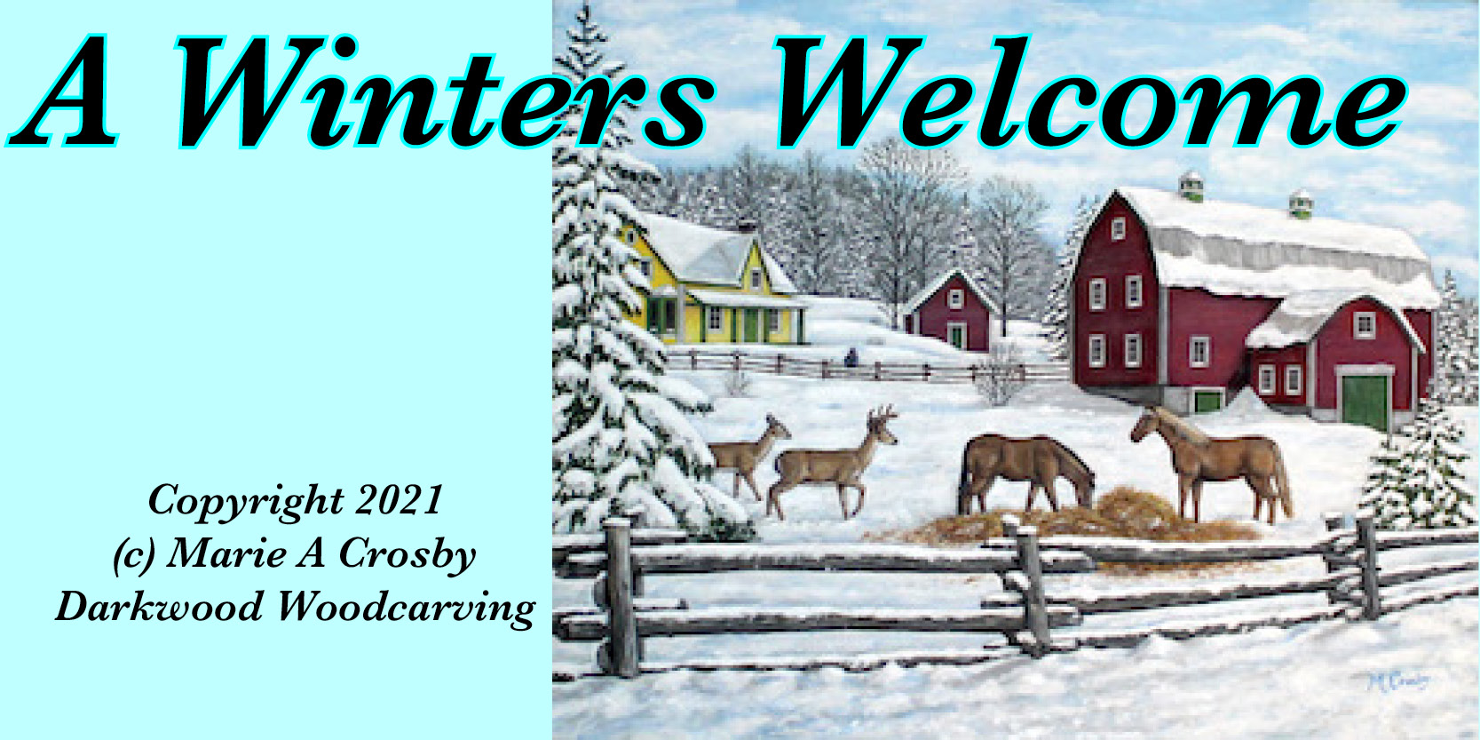 A Winters Welcome, painting and prints, Canadian Artist Marie Crosby